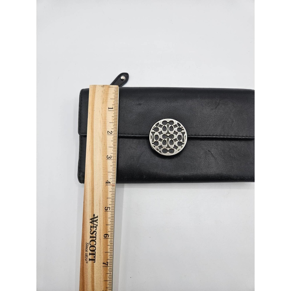 Coach Alexandra Slim Envelope Wallet Black Women's Silver Clasp - Picture 6 of 9